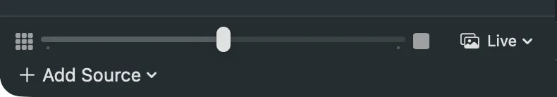 The bottom of the sources sidebar: the tile size slider, the Source Pictures menu and the Add Source button