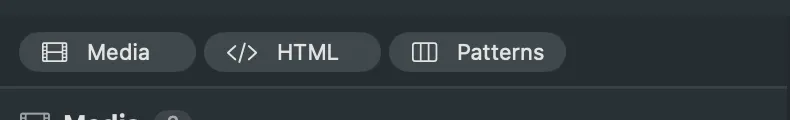 The type buttons at the top of the sources sidebar, one per group in the show